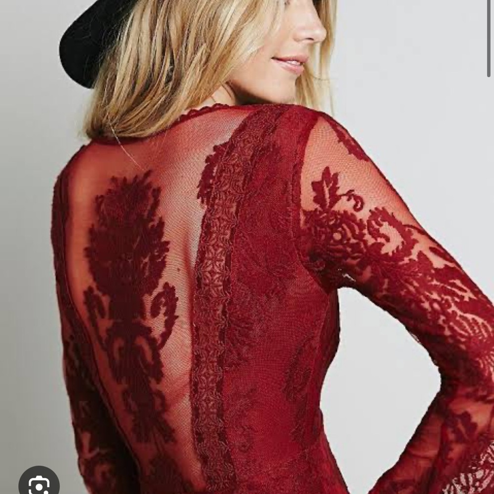 Free People Reign Over Me Red Lace Dress - Picture 2 of 3